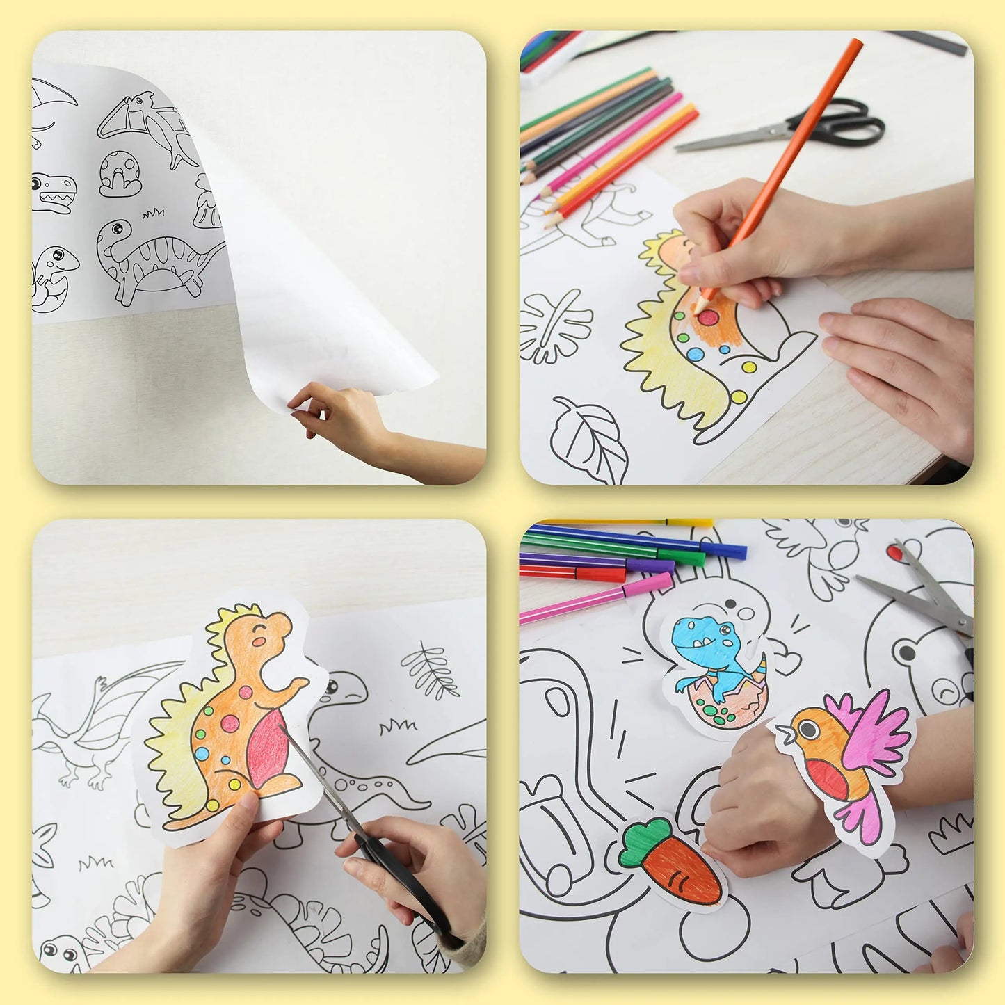 Set 2 bucăți 3 metri rolă de hârtie personalizată pentru colorat – desene și schițe pentru copii