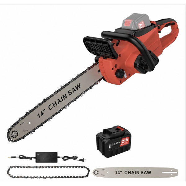 Drujbă Electrică cu Lanț 14 Inch, Acumulator Lithium 48V, 4800 RPM, Lamă 355 mm