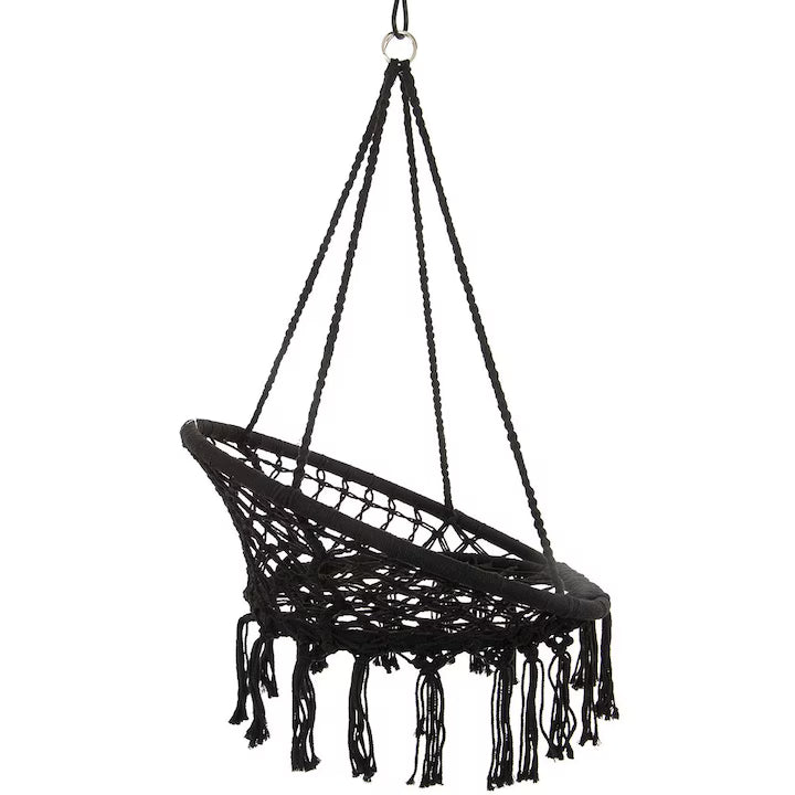 Scaun tip Leagan Suspendat pentru terasa, curte sau gradina, 80x60cm, 120kg, Negru