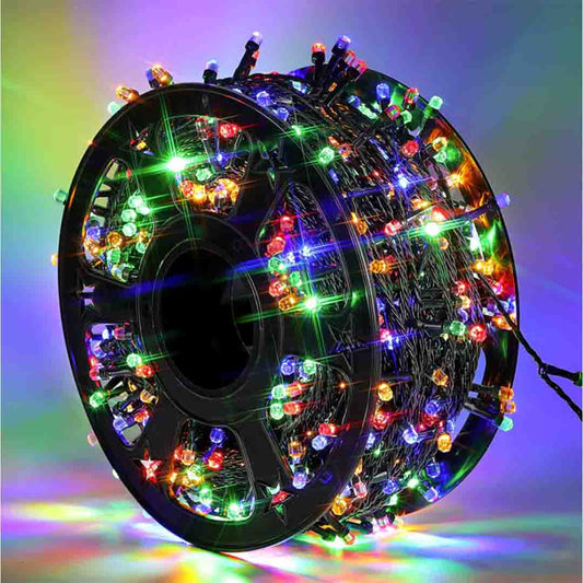 Instalație LED pe rolă – decorațiune luminoasă pentru brad și casă, lungime 100 metri