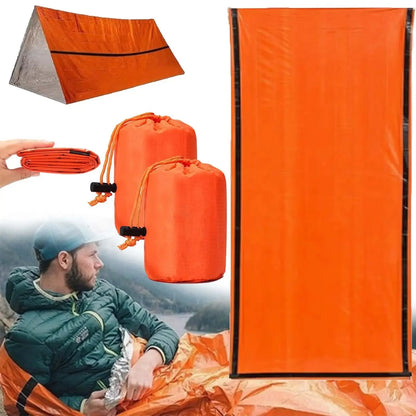 1+1 CADOU - Sac de Dormit de Urgență – Impermeabil, Termic și Reutilizabil pentru Camping și Drumeții