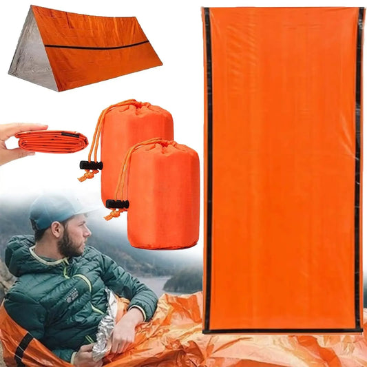 1+1 CADOU - Sac de Dormit de Urgență – Impermeabil, Termic și Reutilizabil pentru Camping și Drumeții