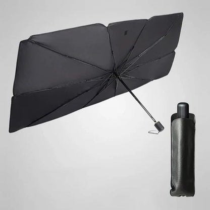 Pachet 1+1 CADOU Parasolar pliabil tip umbrela pentru parbrizul masinii + Suport numar telefon parcare CADOU