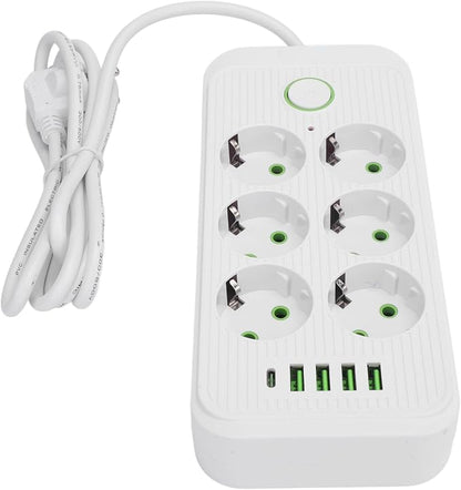 Prelungitor 11-în-1, 6 Prize Schuko, 4 USB + 1 USB-C, Cablu 5 metri