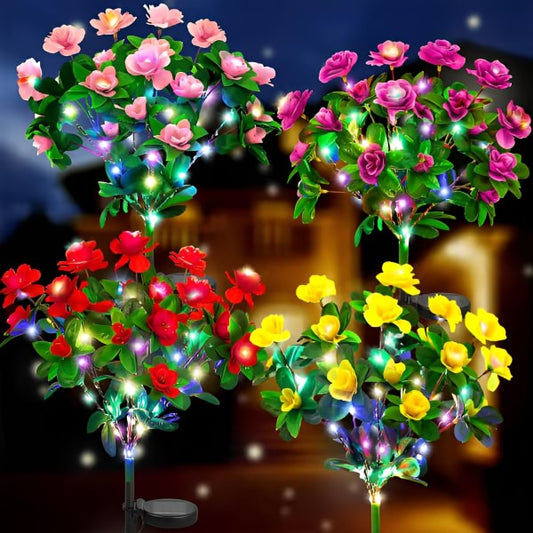 1+1 CADOU - Lămpi Solare Decorative ROSILUME – Flori Azalee cu 56 LED-uri Multicolore