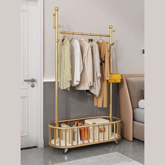 Cuier Metalic cu Roți pentru Haine – Multifuncțional