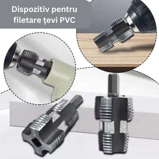 Dispozitiv Filetare Țevi PVC cu Bormașină – Pentru Interior Țevi de 1/2 și 3/4