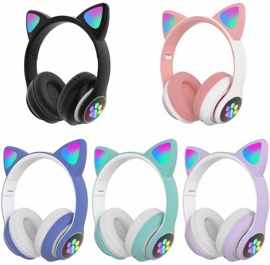 1+1 CADOU Casti audio Wireless, urechi de pisica, iluminare LED