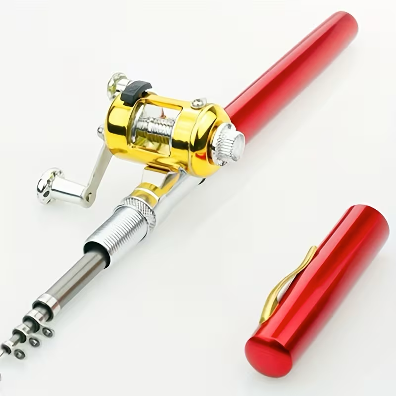 Mini Undiță Telescopică Portabilă Tip Pix, 95 cm, cu Mulinetă Integrată