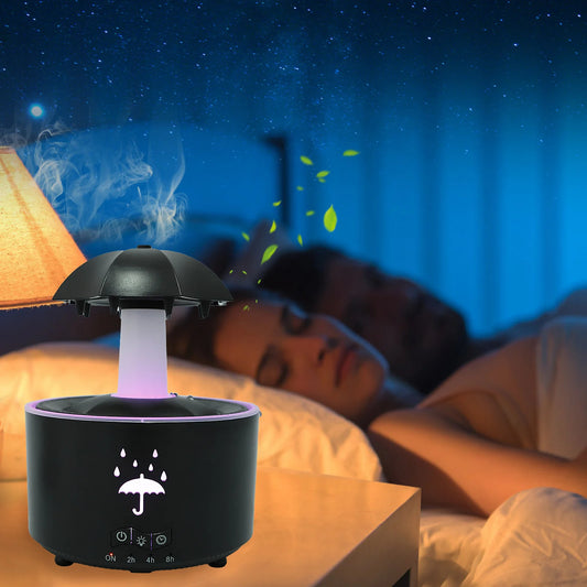 Difuzor Aromaterapie cu Efect de Ploaie și Lumină Ambientală