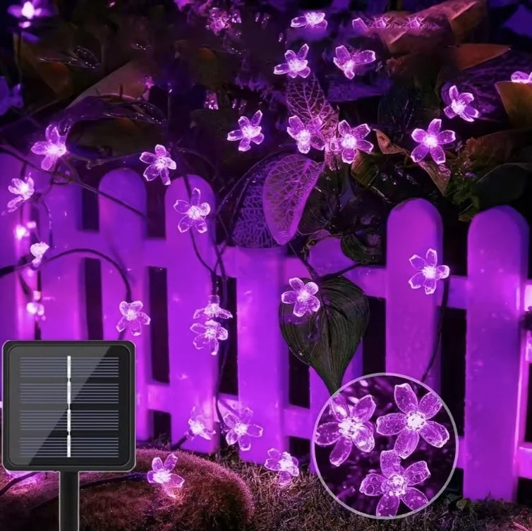 1+1 CADOU Instalație Solară 50 LED cu Flori, Aprindere Automată Seara