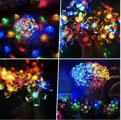 1+1 CADOU Instalație Solară 50 LED cu Flori, Aprindere Automată Seara