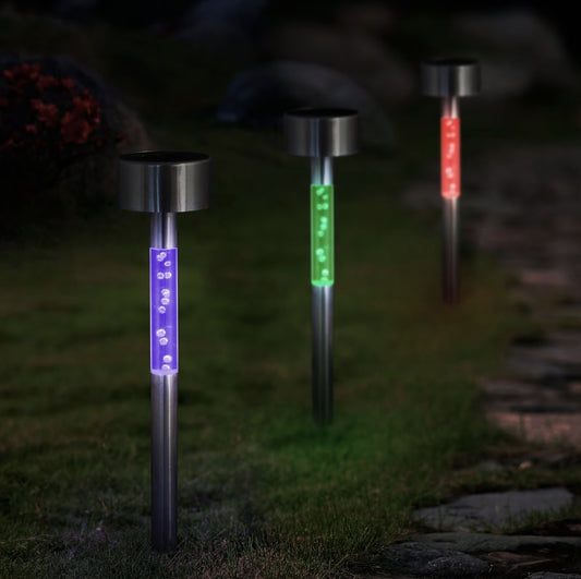 Set 4 Lămpi Solare LED RGB pentru exterior, Iluminare Multicoloră, Încărcare Solară
