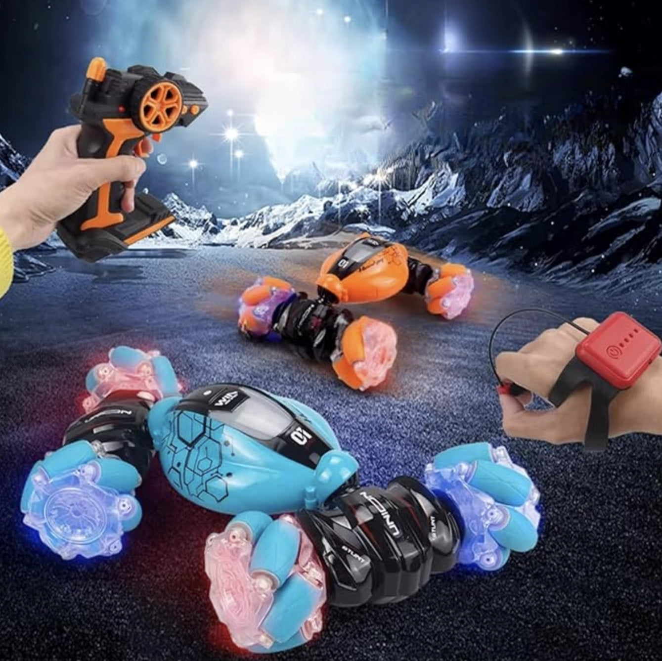 Mașinuță RC Stunt pentru Copii – Mașină Telecomandată cu Rotire 360°, Cascadorii, Baterie Reîncărcabilă