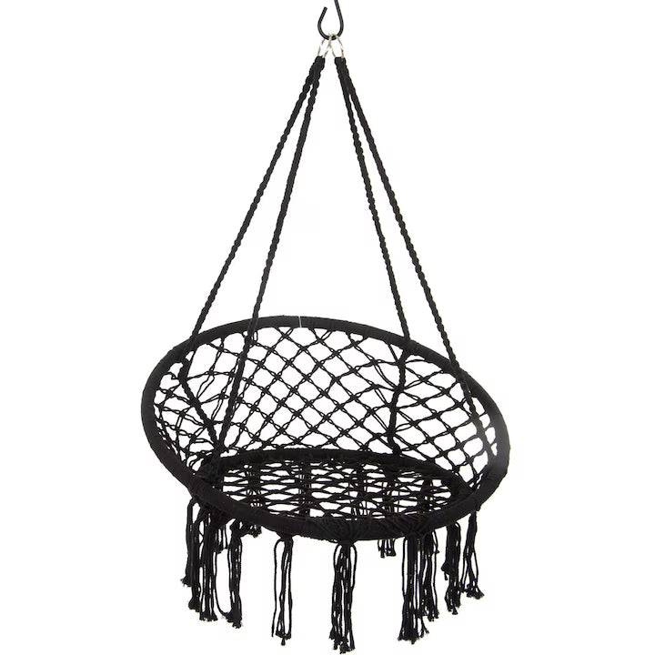 Scaun tip Leagan Suspendat pentru terasa, curte sau gradina, 80x60cm, 120kg, Negru