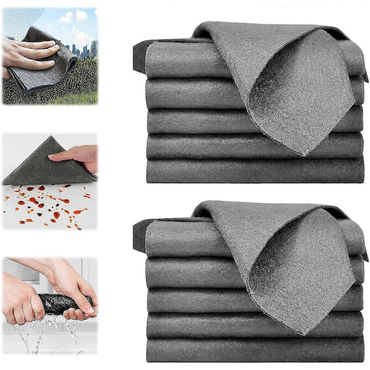 Set 10 Lavete Magice 30x30cm, Curatare Fara Scame si Zgarieturi, Material Microfibra